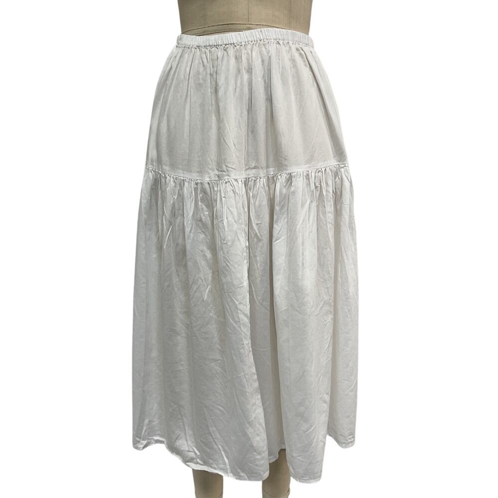 Enza Costa Tiered White Maxi Skirt Size 0 / XS - Picture 2 of 5